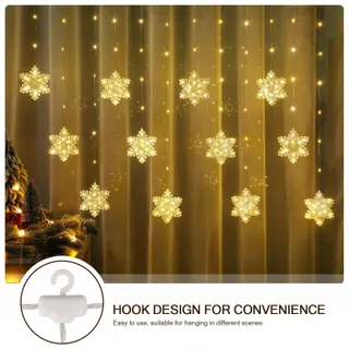 BLOOMWIN LED Sneeuwvlokken Lichtgordijn Warm Wit USB Raam Kerst 3m — miniatuur 2