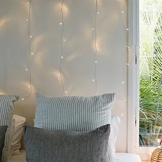 LIGHTS4FUN LED Lichtgordijn Warm Wit Raam Kerst 40 Lampjes 1x1m — miniatuur 2