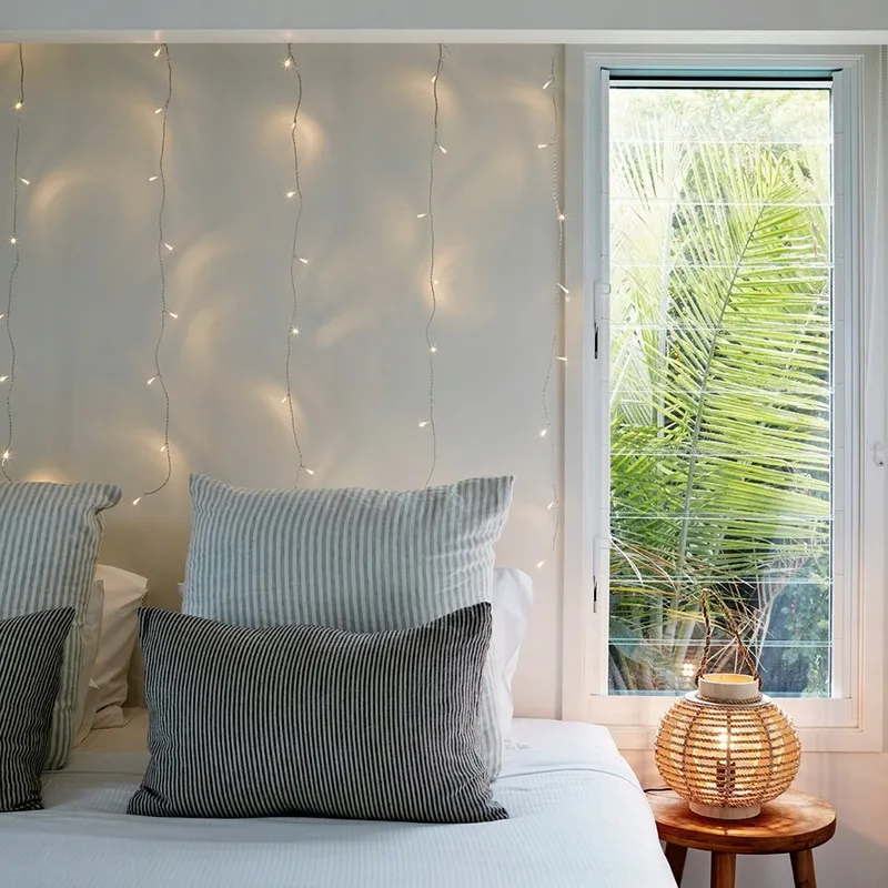 LIGHTS4FUN LED Lichtgordijn Warm Wit Raam Kerst 40 Lampjes 1x1m — foto 4