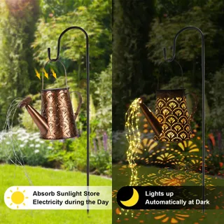 GUKKK Solar LED Gieter Tuindecoratie met Lampjes 75cm — miniatuur 4