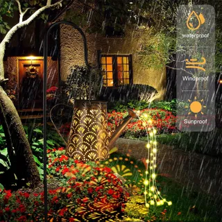 GUKKK Solar LED Gieter Tuindecoratie met Lampjes 75cm — miniatuur 3