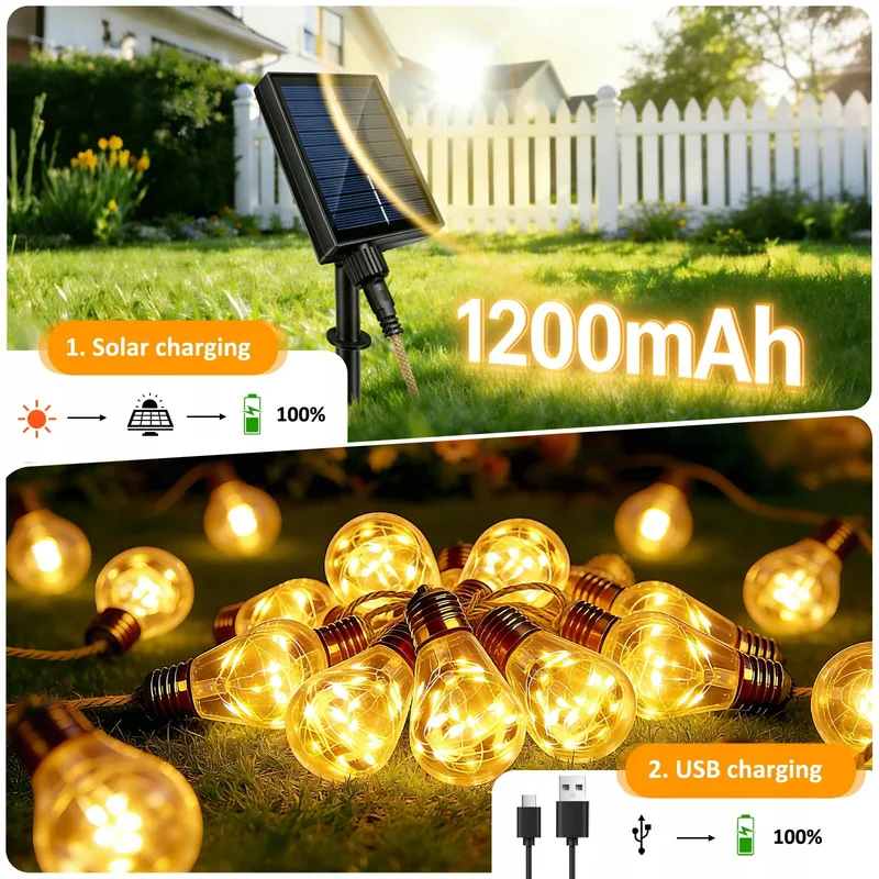 Solar Lichtsnoer Hennepkoord Buiten 8M 16 LED Afstandsbediening — foto 5