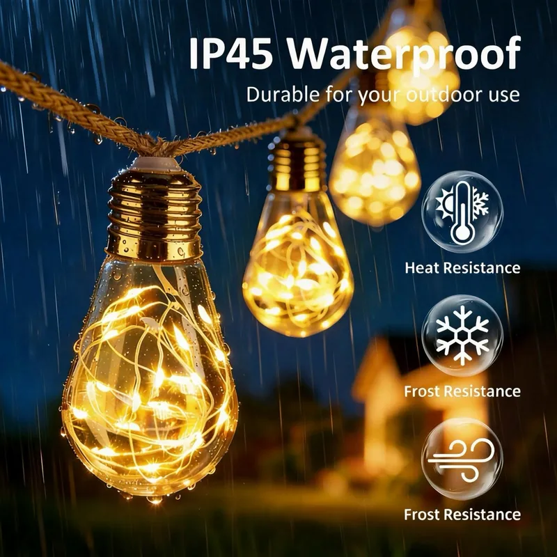 Solar Lichtsnoer Hennepkoord Buiten 8M 16 LED Afstandsbediening — foto 2