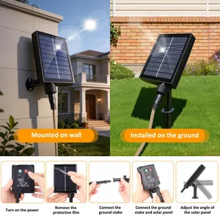 Solar Lichtsnoer Hennepkoord Buiten 8M 16 LED Afstandsbediening — miniatuur 7