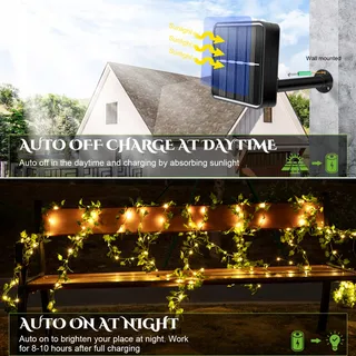 A.BIGWHALE Solar LED Klimop Lichtketting Balkon Terras 120 LED 12M — miniatuur 5
