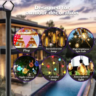AHRLHR Set 4 Metalen Lichtpalen Buiten Tuin Terras — miniatuur 3