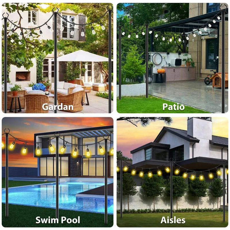 AHRLHR Set 4 Metalen Lichtpalen Buiten Tuin Terras — foto 2