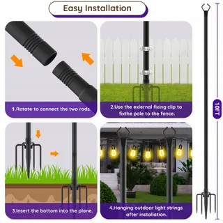 AHRLHR Set 4 Metalen Lichtpalen Buiten Tuin Terras — miniatuur 7