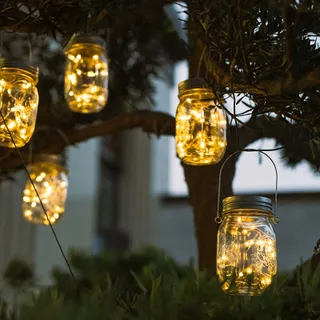 GOMETY Solar Mason Jar Tuinlampen 6 Stuks 3m 30 LED — miniatuur 6