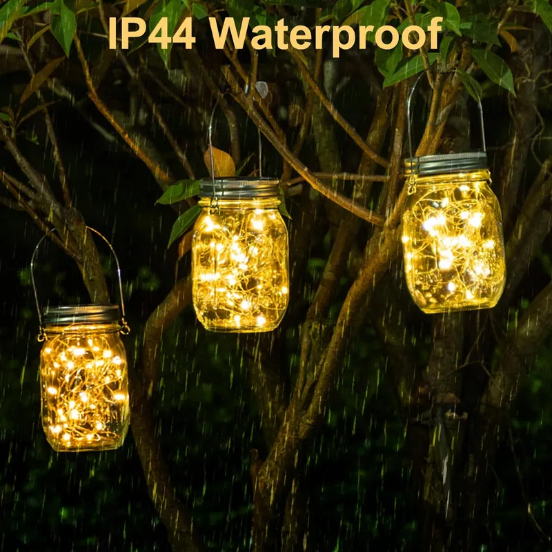 GOMETY Solar Mason Jar Tuinlampen 6 Stuks 3m 30 LED — foto 4