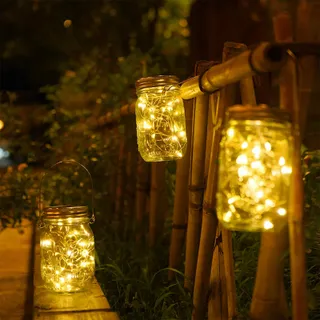 GOMETY Solar Mason Jar Tuinlampen 6 Stuks 3m 30 LED — miniatuur 5