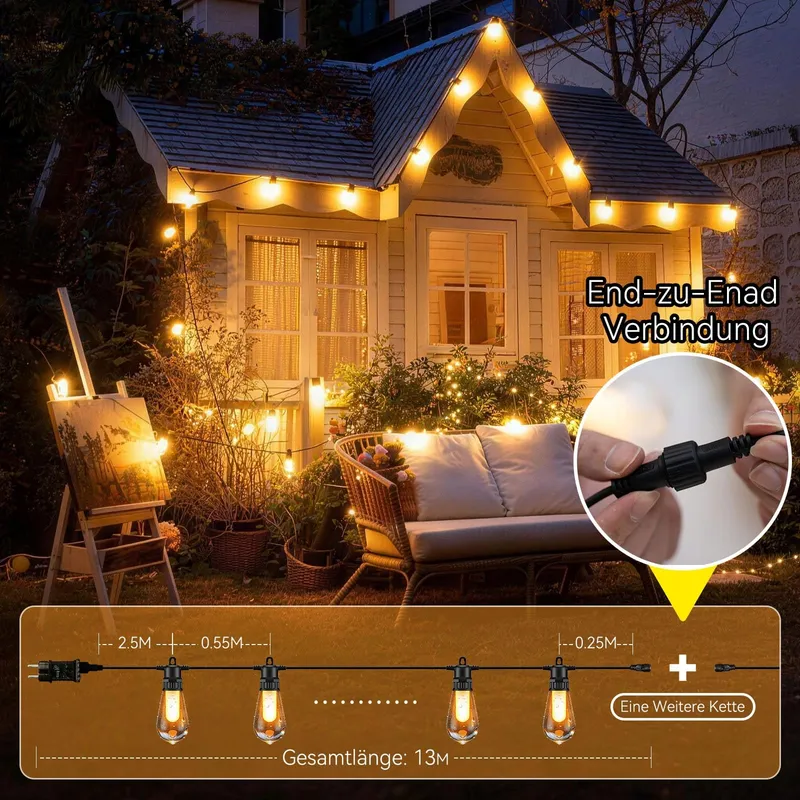 EWIKIN LED Lichtketting Afstandsbediening Tuin Balkon Terras 13M — foto 3