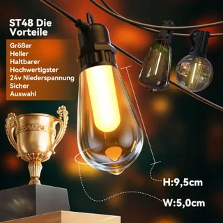 EWIKIN LED Lichtketting Afstandsbediening Tuin Balkon Terras 13M — miniatuur 2