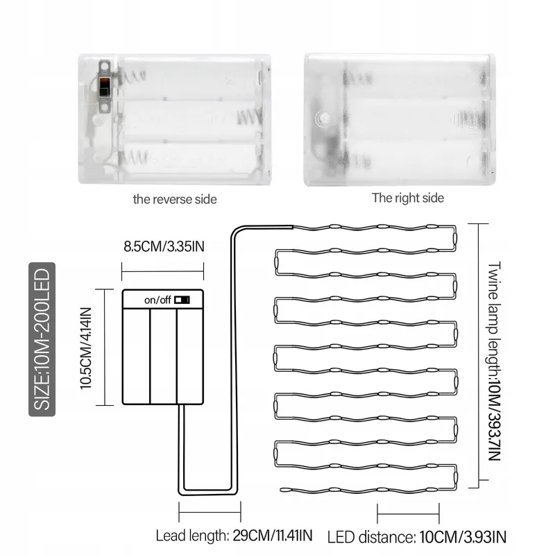 MEDOYOH LED Lichtsnoer Batterij Waterdicht Tuin Balkon 10M 200 LED — foto 7