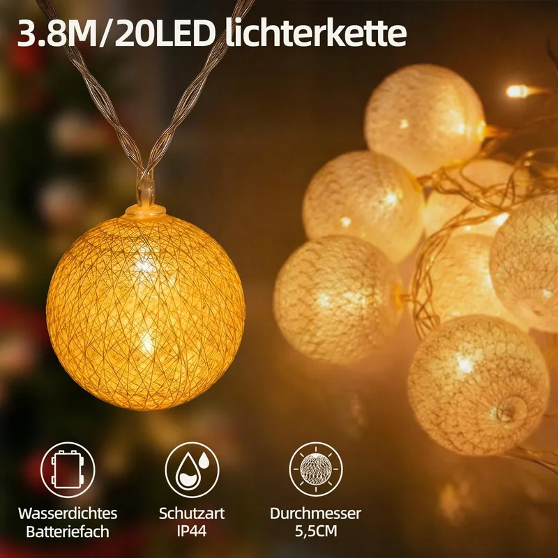 CISKOTU LED Lichtjes Batterij Binnen Kinderen Wit Party 20 LED — foto 6