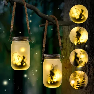 ADIWO Solar LED Tuinlamp Hangend Waterdicht 2 Stuks — miniatuur 1
