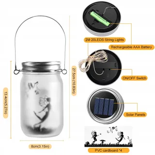 ADIWO Solar LED Tuinlamp Hangend Waterdicht 2 Stuks — miniatuur 3