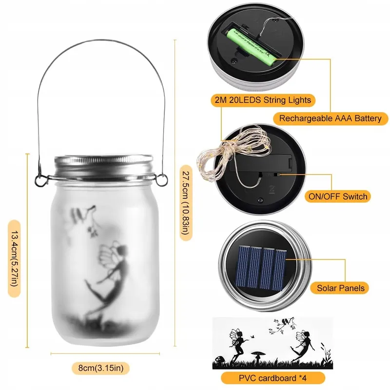 ADIWO Solar LED Tuinlamp Hangend Waterdicht 2 Stuks — foto 3