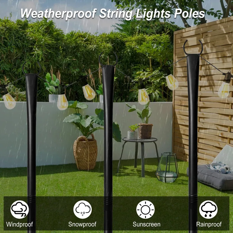 6-Pack Lichtpalen 3m Staal voor Tuin- en Terrasverlichting — foto 3