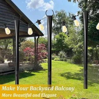 6-Pack Lichtpalen 3m Staal voor Tuin- en Terrasverlichting — miniatuur 4