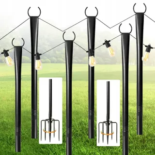 6-Pack Lichtpalen 3m Staal voor Tuin- en Terrasverlichting — miniatuur 1