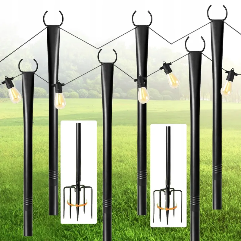 6-Pack Lichtpalen 3m Staal voor Tuin- en Terrasverlichting — foto 1