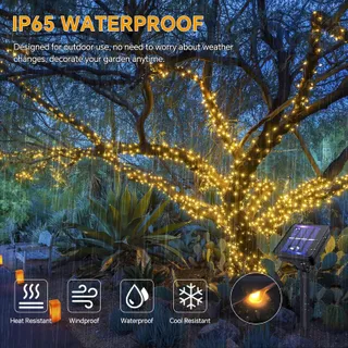 SCNNC Solar Lichtketting Buiten Tuin Balkon Terras Warmwit 2x15M — miniatuur 3
