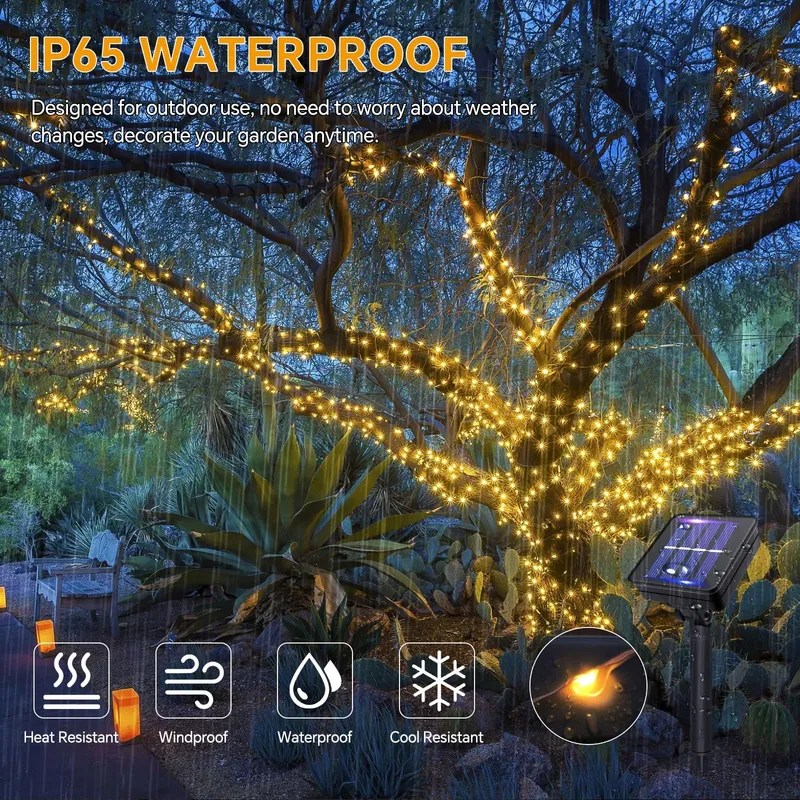 SCNNC Solar Lichtketting Buiten Tuin Balkon Terras Warmwit 2x15M — foto 3