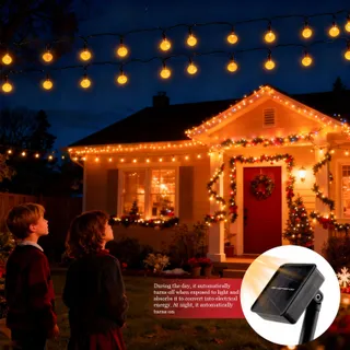 NEWAUSEN Solar Lichtjes Warmwit Tuin Balkon Terras 11m 60 LED IP65 — miniatuur 2