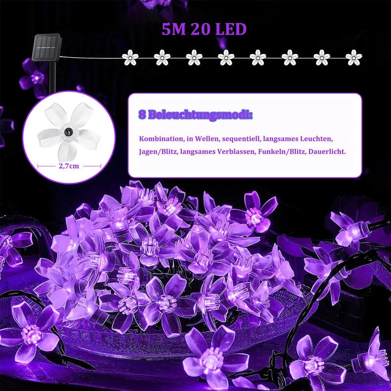 KALEORA Solar Bloemenlichtketting 5M 20 LED Waterdicht Buiten — foto 2