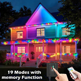 AMZXART Solar LED Lichtketting Kristal Afstandsbediening 19 Standen 32M — miniatuur 2