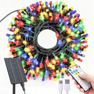 AMZXART Solar LED Lichtketting Kristal Afstandsbediening 19 Standen 32M — miniatuur 1