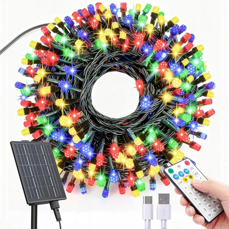 AMZXART Solar LED Lichtketting Kristal Afstandsbediening 19 Standen 32M — foto 1