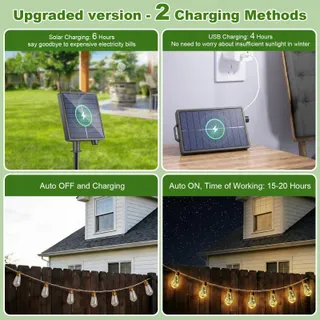 GILIWOSY Solar Lichtketting Buiten Warm Wit 8 Standen 10M — miniatuur 5