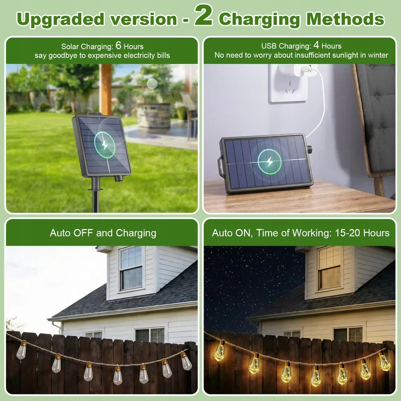GILIWOSY Solar Lichtketting Buiten Warm Wit 8 Standen 10M — foto 5