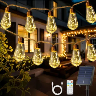 GILIWOSY Solar Lichtketting Buiten Warm Wit 8 Standen 10M — miniatuur 1