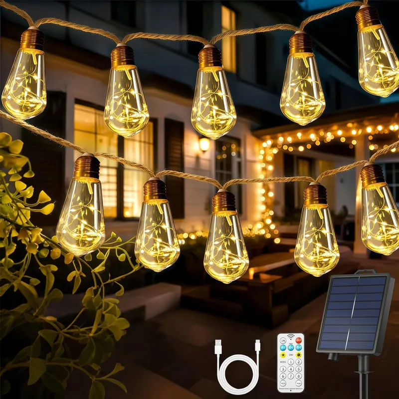 GILIWOSY Solar Lichtketting Buiten Warm Wit 8 Standen 10M — foto 1