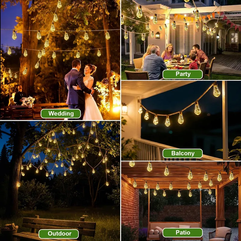 GILIWOSY Solar Lichtketting Buiten Warm Wit 8 Standen 10M — foto 8