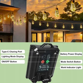 GILIWOSY Solar Lichtketting Buiten Warm Wit 8 Standen 10M — miniatuur 4