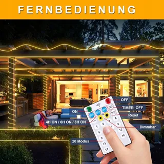 STARRYEVER Solar LED Lichtsnoer 20M 800LED Warmwit Tuin Balkon — miniatuur 3