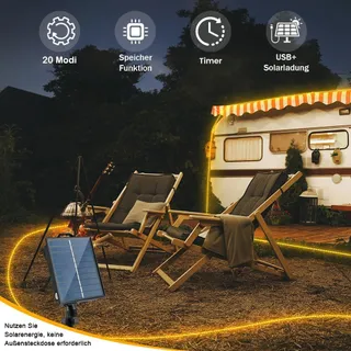 STARRYEVER Solar LED Lichtsnoer 20M 800LED Warmwit Tuin Balkon — miniatuur 2