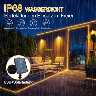 STARRYEVER Solar LED Lichtsnoer 20M 800LED Warmwit Tuin Balkon — miniatuur 4