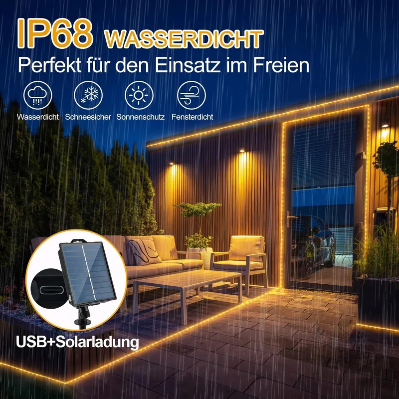 STARRYEVER Solar LED Lichtsnoer 20M 800LED Warmwit Tuin Balkon — foto 4