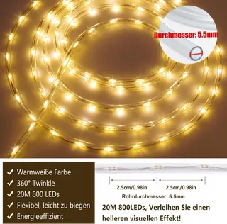 STARRYEVER Solar LED Lichtsnoer 20M 800LED Warmwit Tuin Balkon — miniatuur 8