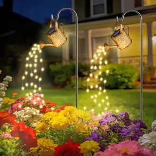 VINTAGE LED Solar Gieter met Lichtketting IP65 voor Tuin 2 Stuks — miniatuur 1