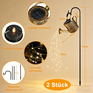 VINTAGE LED Solar Gieter met Lichtketting IP65 voor Tuin 2 Stuks — miniatuur 7