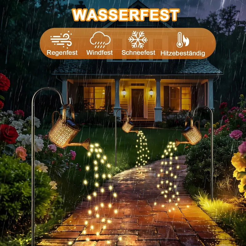 VINTAGE LED Solar Gieter met Lichtketting IP65 voor Tuin 2 Stuks — foto 5