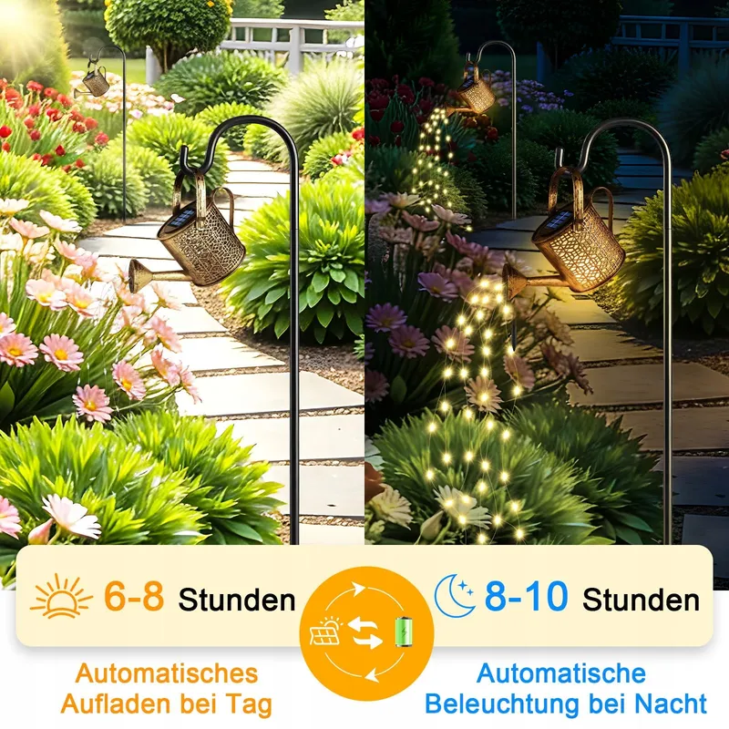 VINTAGE LED Solar Gieter met Lichtketting IP65 voor Tuin 2 Stuks — foto 3