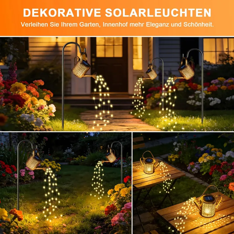 VINTAGE LED Solar Gieter met Lichtketting IP65 voor Tuin 2 Stuks — foto 2