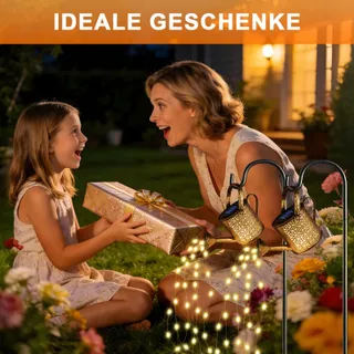 VINTAGE LED Solar Gieter met Lichtketting IP65 voor Tuin 2 Stuks — miniatuur 6